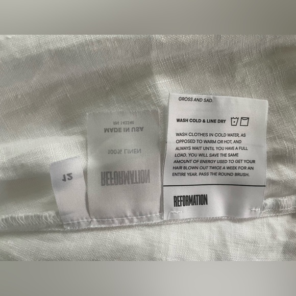 Reformation linen mini dress in white with bows - Picture 14 of 14